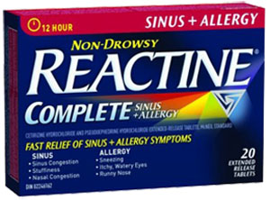 Reactine Allergy + Sinus, 20s