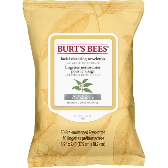 Burt's Bees Facial Towelettes with White Tea Extract, 30's